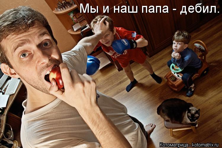 Котоматрица: Мы и наш папа - дебил.
