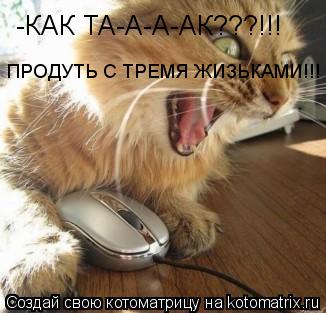 Котоматрица: -КАК ТА-А-А-АК???!!! ПРОДУТЬ С ТРЕМЯ ЖИЗЬКАМИ!!!