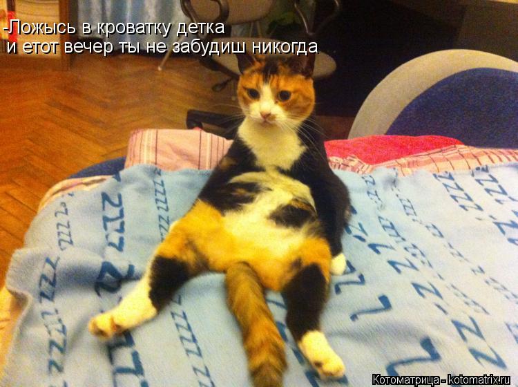 -Ложысь в кроватку детка и етот вечер ты не забудиш никогда... Котоматрица: -Ложысь в кроватку детка и етот вечер ты не забудиш никогда
