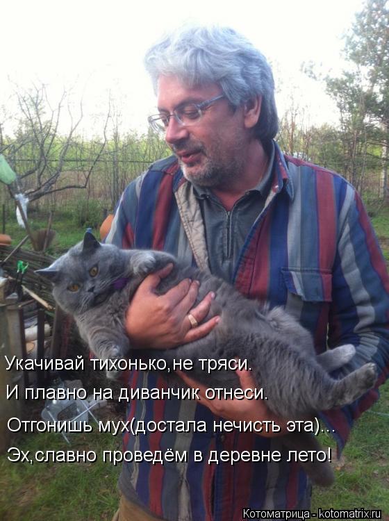 Укачивай тихонько,не тряси. И плавно на диванчик отнеси. Отгонишь мух(достала нечисть эта)... Эх,слав... Котоматрица: Укачивай тихонько,не тряси. И плавно на диванчик отнеси. Отгонишь мух(достала нечисть эта)... Эх,славно проведём в деревне лето!