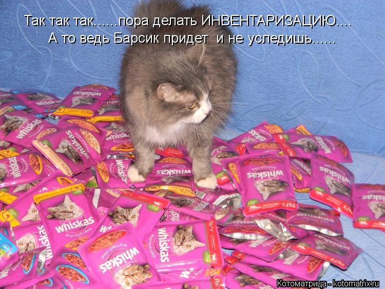 Так так так......пора делать ИНВЕНТАРИЗАЦИЮ.... А то ведь Барсик придет и не уследишь......... Котоматрица: Так так так......пора делать ИНВЕНТАРИЗАЦИЮ.... А то ведь Барсик придет и не уследишь......