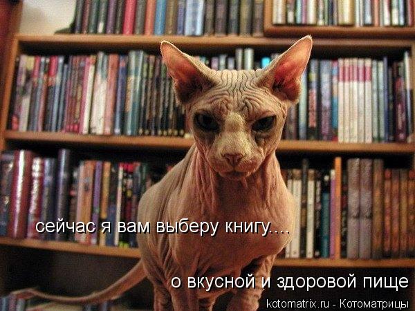 сейчас я вам выберу книгу.... о вкусной и здоровой пище... Котоматрица: сейчас я вам выберу книгу.... о вкусной и здоровой пище