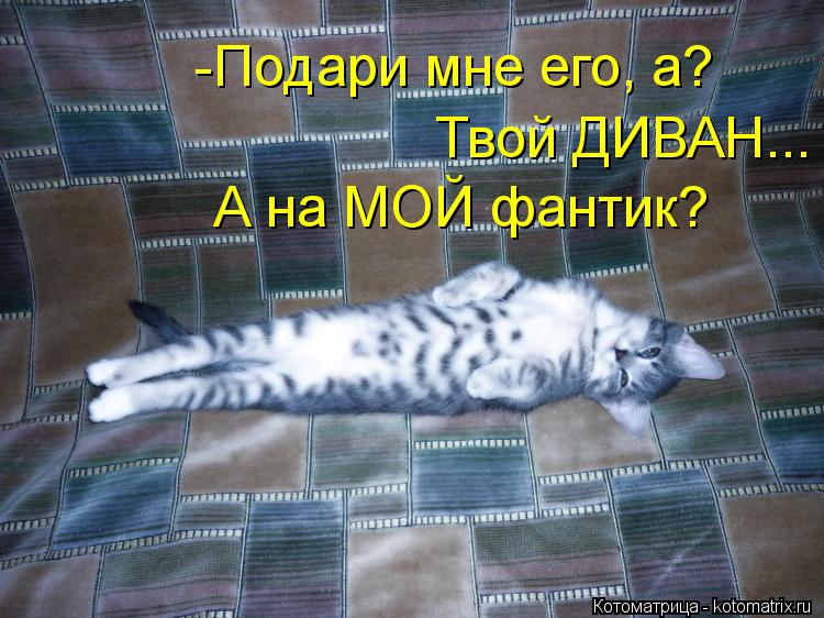 -Подари мне его, а? Твой ДИВАН... А на МОЙ фантик?... Котоматрица: -Подари мне его, а? Твой ДИВАН... А на МОЙ фантик?
