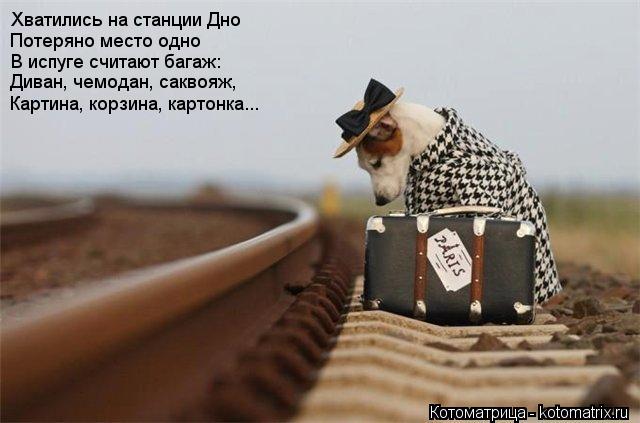 Котоматрица: Хватились на станции Дно Потеряно место одно В испуге считают багаж: Диван, чемодан, саквояж, Картина, корзина, картонка...