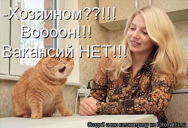 -Хозяином??!!! Воооон!!! Вакансий НЕТ!!!... Котоматрица: -Хозяином??!!! Воооон!!! Вакансий НЕТ!!!