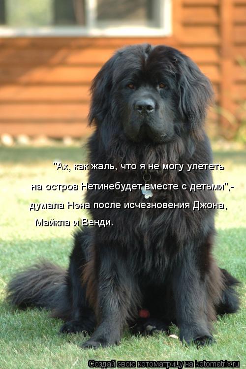 "Ах, как жаль, что я не могу улететь на остров Нетинебудет вместе с детьми",- думала Нэна после исче... Котоматрица: "Ах, как жаль, что я не могу улететь на остров Нетинебудет вместе с детьми",- думала Нэна после исчезновения Джона, Майкла и Венди.