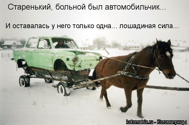 Старенький, больной был автомобильчик... И оставалась у него только одна... лошадиная сила...... Котоматрица: Старенький, больной был автомобильчик... И оставалась у него только одна... лошадиная сила...