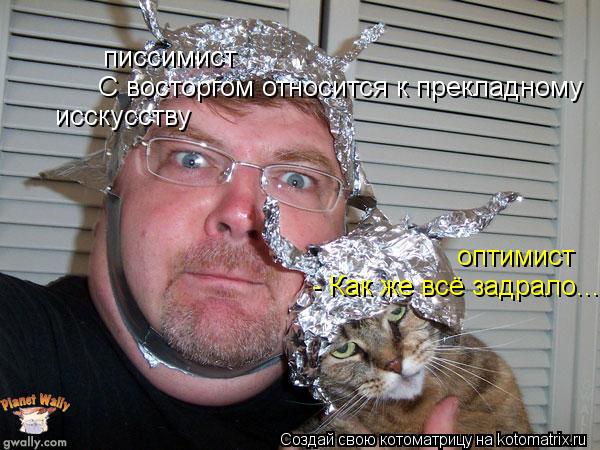 Котоматрица: исскусству С восторгом относится к прекладному писсимист - Как же всё задрало... оптимист