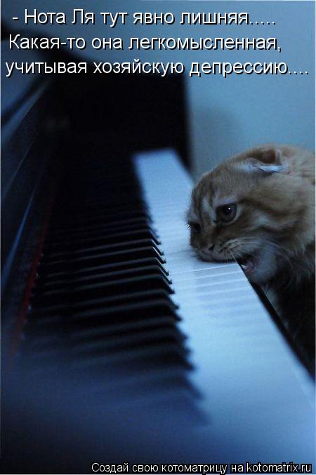 Котоматрица: - Нота Ля тут явно лишняя..... Какая-то она легкомысленная, учитывая хозяйскую депрессию....