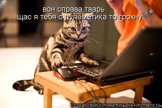 Котоматрица: вон справа тварь щас я тебя с пулемётика то грохну