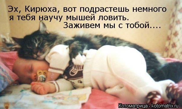 Котоматрица: Эх, Кирюха, вот подрастешь немного я тебя научу мышей ловить. Заживем мы с тобой....