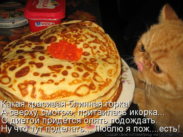 Ну что тут поделать... Люблю я пож....есть! С диетой придётся опять подождать. А сверху, смотрю, прит... Котоматрица: Ну что тут поделать... Люблю я пож....есть! С диетой придётся опять подождать. А сверху, смотрю, притаилась икорка... Какая красивая блинная гор