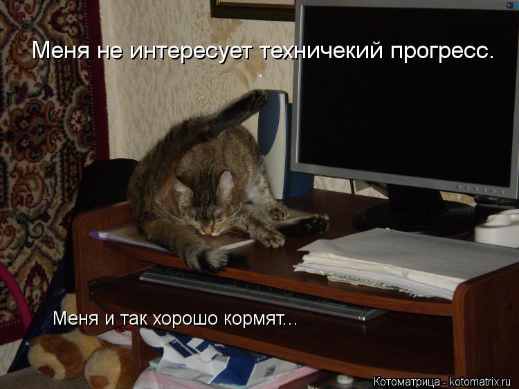 Меня не интересует техничекий прогресс. Меня и так хорошо кормят...... Котоматрица: Меня не интересует техничекий прогресс. Меня и так хорошо кормят...