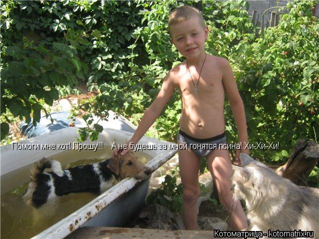 Котоматрица: Помоги мне кот! Прошу!!!    А не будешь за мной гонятся псина! Хи-Хи-Хи!