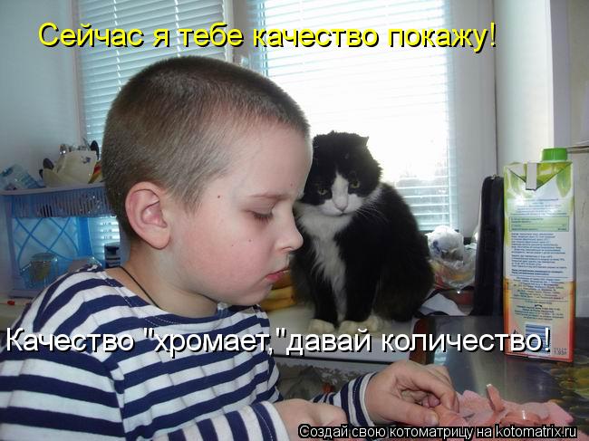 Сейчас я тебе качество покажу! Качество "хромает,"давай количество!... Котоматрица: Сейчас я тебе качество покажу! Качество "хромает,"давай количество!