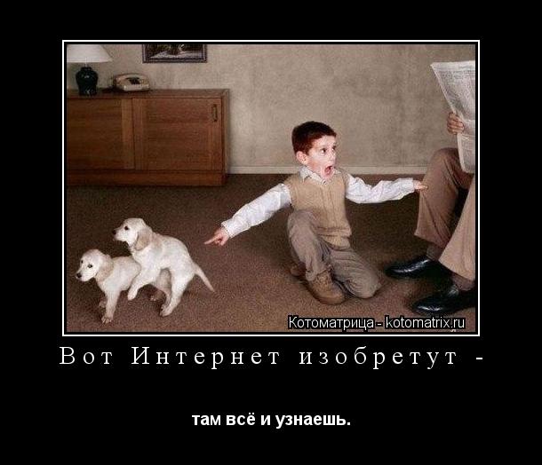 Котоматрица: Вот Интернет изобретут -  там всё и узнаешь.