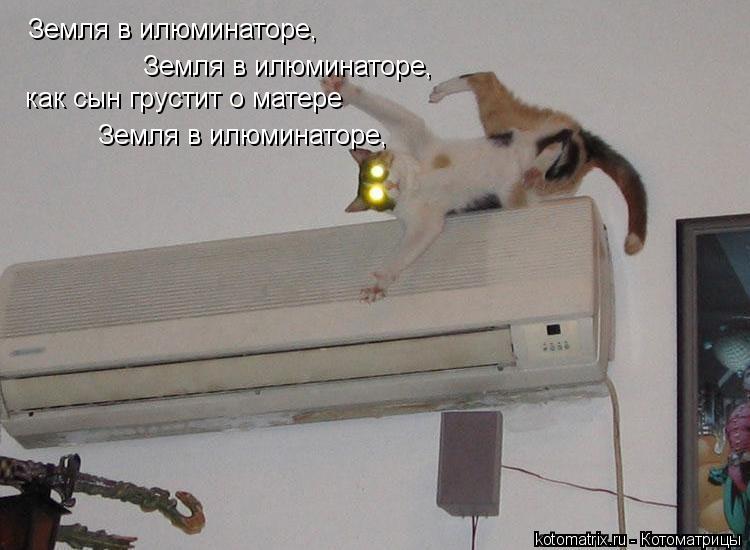 Котоматрица: Земля в илюминаторе, Земля в илюминаторе, как сын грустит о матере Земля в илюминаторе,