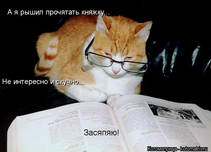 Котоматрица: А я рышил прочятать княжку...  Не интересно и скучно... Засяпяю!