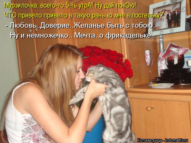 Мурзилочка, всего-то 5-ть утрА! Ну дай покОю! ЧТО привело привело в такую рань ко мне в постельку? - ... Котоматрица: Мурзилочка, всего-то 5-ть утрА! Ну дай покОю! ЧТО привело привело в такую рань ко мне в постельку? - Любовь..Доверие..Желанье быть с тобою. Ну и н