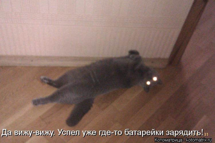 Да вижу-вижу. Успел уже где-то батарейки зарядить!... Котоматрица: Да вижу-вижу. Успел уже где-то батарейки зарядить!