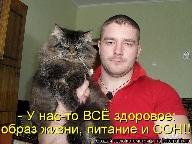 Котоматрица: - У нас-то ВСЁ здоровое: образ жизни, питание и СОН!!!