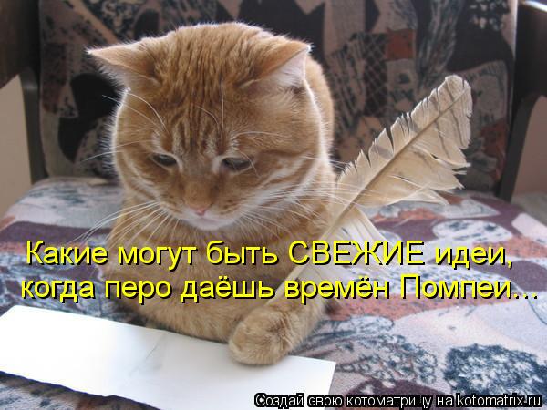 Котоматрица: Какие могут быть СВЕЖИЕ идеи, когда перо даёшь времён Помпеи...