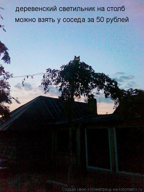 деревенский светильник на столб можно взять у соседа за 50 рублей... Котоматрица: деревенский светильник на столб можно взять у соседа за 50 рублей