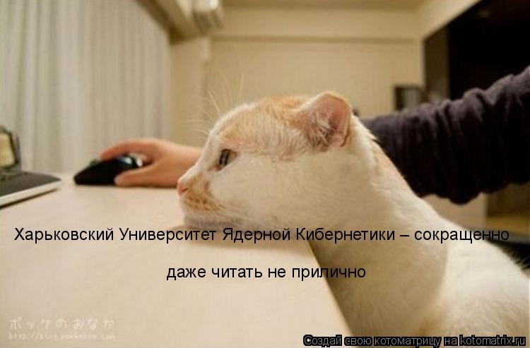 Харьковский Университет Ядерной Кибернетики – сокращенно даже читать не прилично... Котоматрица: Харьковский Университет Ядерной Кибернетики – сокращенно даже читать не прилично