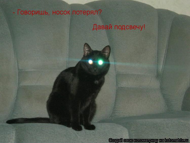 - Говоришь, носок потерял? Давай подсвечу!... Котоматрица: - Говоришь, носок потерял? Давай подсвечу!