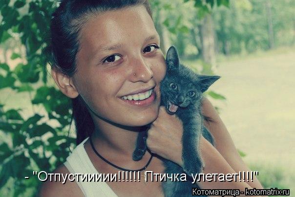 - "Отпустиииии!!!!!! Птичка улетает!!!!"... Котоматрица: - "Отпустиииии!!!!!! Птичка улетает!!!!"