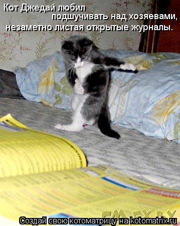 Кот Джедай любил подшучивать над хозяевами, незаметно листая открытые журналы.... Котоматрица: Кот Джедай любил подшучивать над хозяевами, незаметно листая открытые журналы.