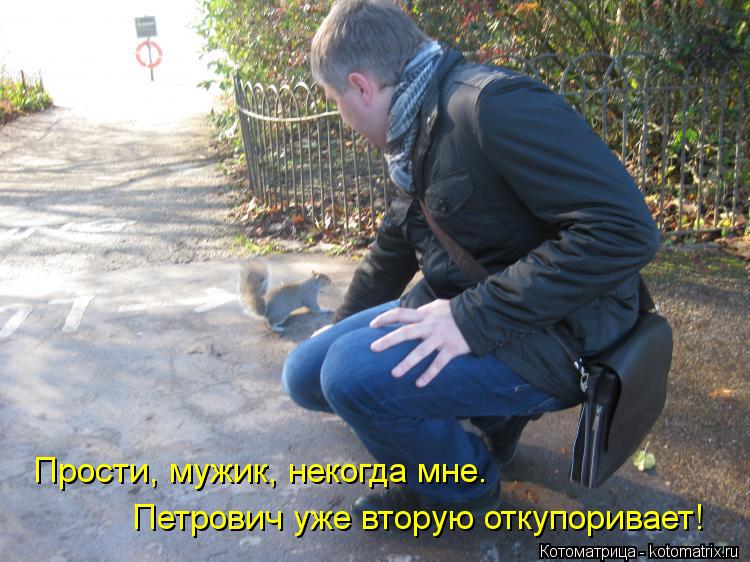 Котоматрица: Прости, мужик, некогда мне. Петрович уже вторую откупоривает!
