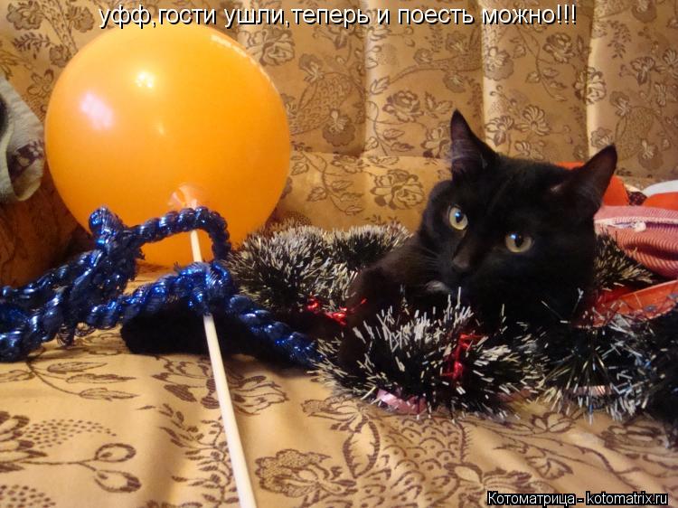 Котоматрица: уфф,гости ушли,теперь и поесть можно!!!