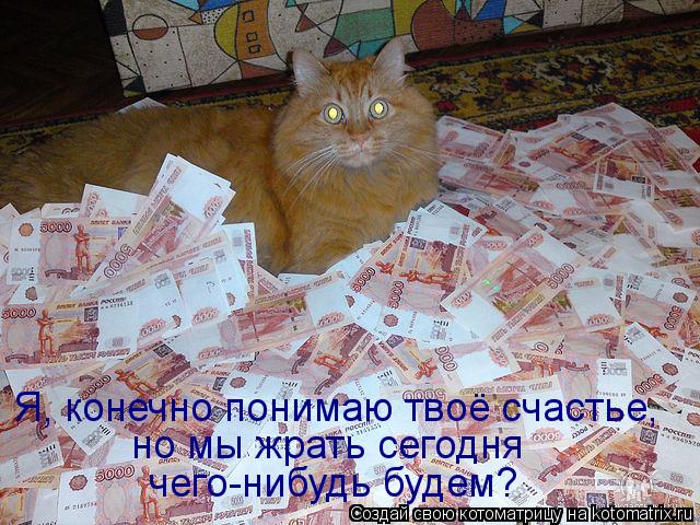 Котоматрица: Я, конечно понимаю твоё счастье, но мы жрать сегодня  чего-нибудь будем?