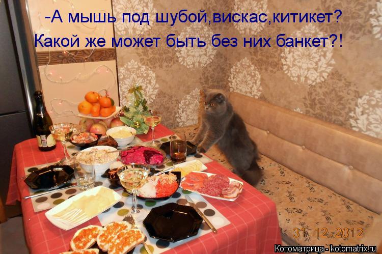 -А мышь под шубой,вискас,китикет? Какой же может быть без них банкет?!... Котоматрица: -А мышь под шубой,вискас,китикет? Какой же может быть без них банкет?!