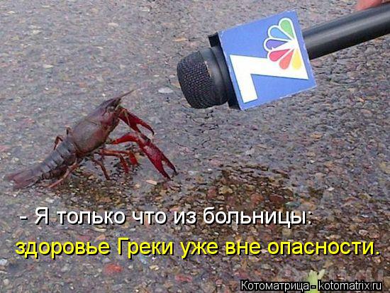 - Я только что из больницы: здоровье Греки уже вне опасности.... Котоматрица: - Я только что из больницы: здоровье Греки уже вне опасности.