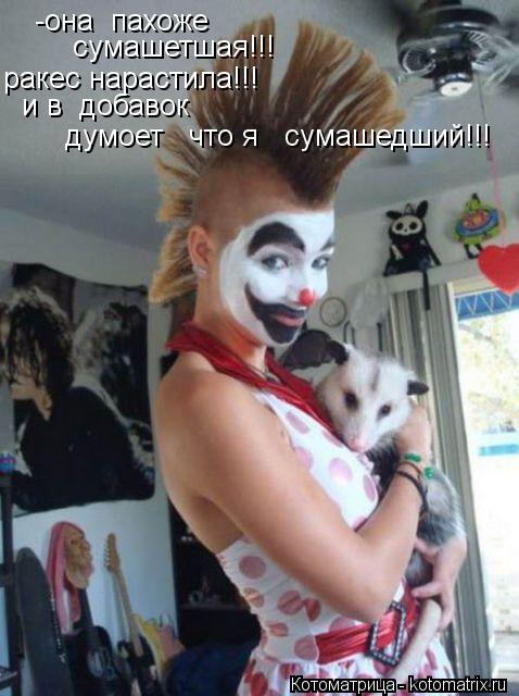 -она пахоже сумашетшая!!! ракес нарастила!!! и в добавок думоет что я сумашедший!!!... Котоматрица: -она пахоже сумашетшая!!! ракес нарастила!!! и в добавок думоет что я сумашедший!!!