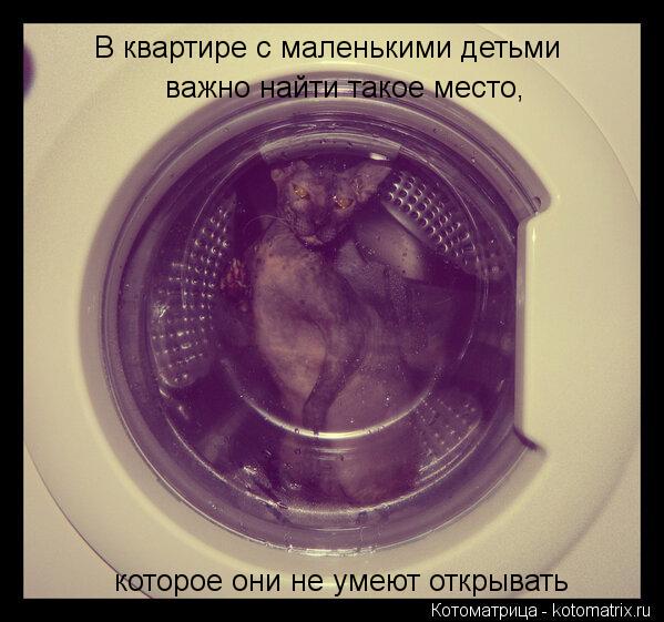 В квартире с маленькими детьми важно найти такое место, которое они не умеют открывать... Котоматрица: В квартире с маленькими детьми важно найти такое место, которое они не умеют открывать