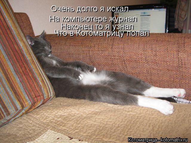 Котоматрица: Очень долго я искал На компьютере журнал Наконец то я узнал  Что в Котоматрицу попал