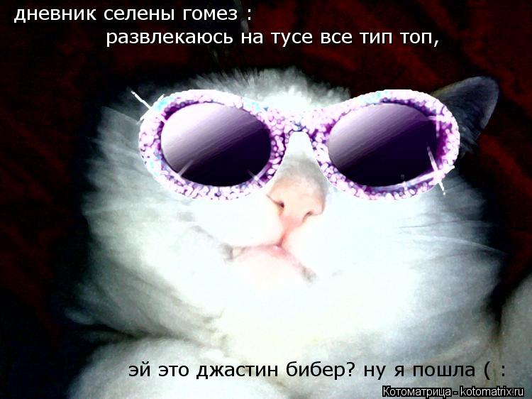 Котоматрица: дневник селены гомез :  развлекаюсь на тусе все тип топ,  эй это джастин бибер? ну я пошла ( :