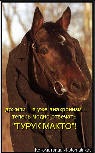 Котоматрица: дожили... я уже анахронизм... теперь модно отвечать "ТУРУК МАКТО"!