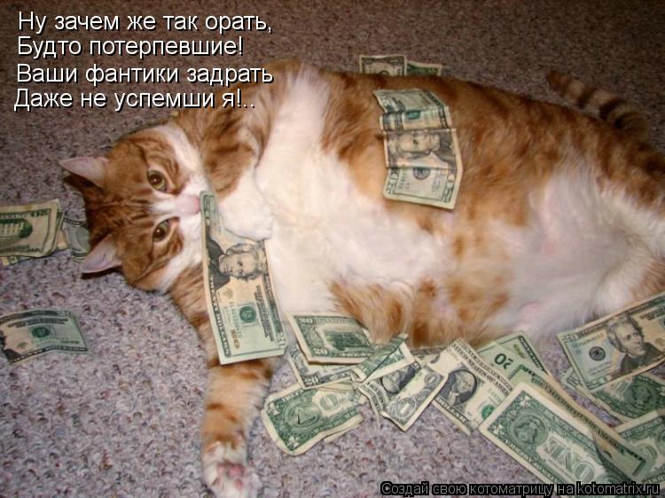 Котоматрица: Ну зачем же так орать, Будто потерпевшие! Ваши фантики задрать Даже не успемши я!..