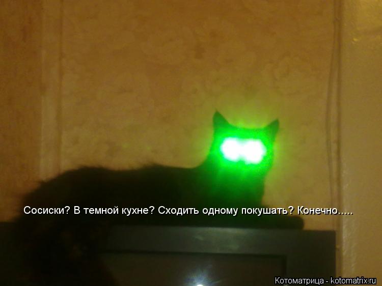 Котоматрица: Сосиски? В темной кухне? Сосиски? В темной кухне? Сходить одному покушать? Конечно.....