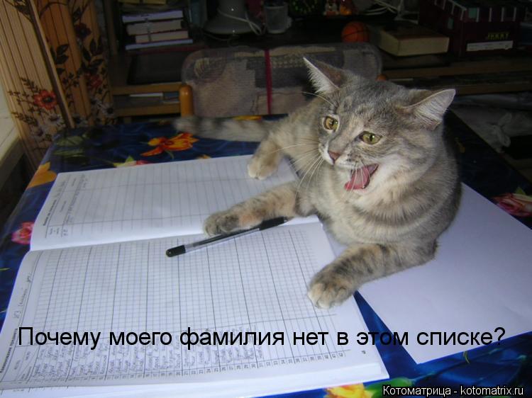 Почему моего фамилия нет в этом списке?... Котоматрица: Почему моего фамилия нет в этом списке?