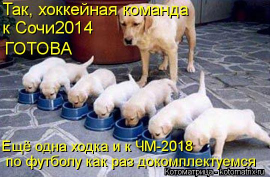 Так, хоккейная команда к Сочи2014 ГОТОВА по футболу как раз докомплектуемся Ещё одна ходка и к ЧМ-20... Котоматрица: Так, хоккейная команда к Сочи2014 ГОТОВА по футболу как раз докомплектуемся Ещё одна ходка и к ЧМ-2018
