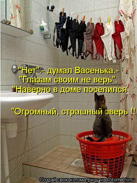 Котоматрица: "Нет".- думал Васенька.- "Глазам своим не верь". "Наверно в доме поселился "Огромный, страшный зверь !!