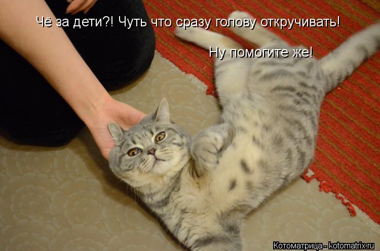 Котоматрица: Чё за дети?! Чуть что сразу голову откручивать! Ну помогите же!