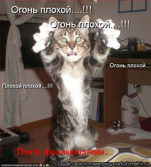 Огонь плохой....!!! Огонь плохой....!!! Огонь плохой....!!! Плохой плохой....!!! Почти франкенштейн..... Котоматрица: Огонь плохой....!!! Огонь плохой....!!! Огонь плохой....!!! Плохой плохой....!!! Почти франкенштейн...