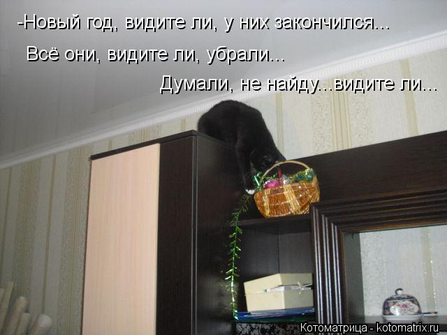 -Новый год, видите ли, у них закончился... Всё они, видите ли, убрали... Думали, не найду...видите ли... Котоматрица: -Новый год, видите ли, у них закончился... Всё они, видите ли, убрали... Думали, не найду...видите ли...