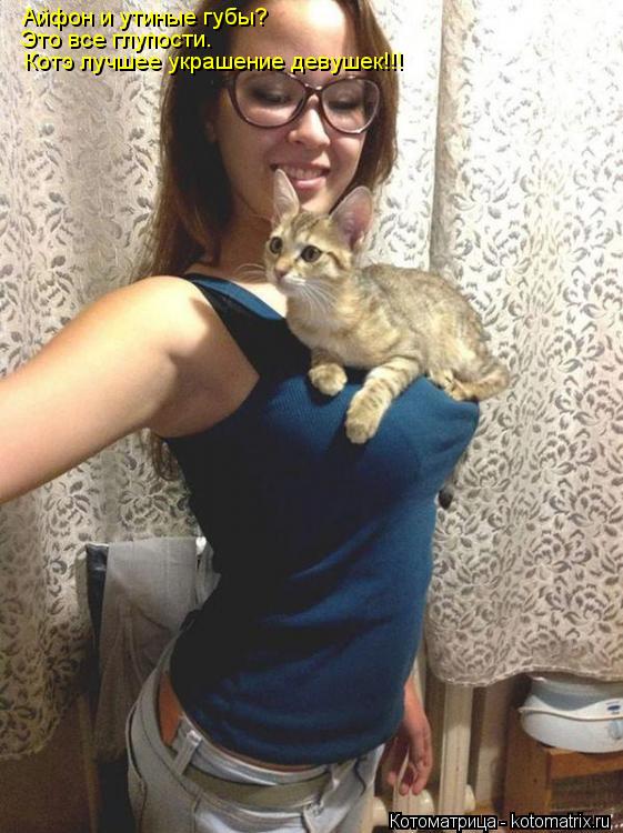 Котоматрица: Айфон и утиные губы? Это все глупости. Котэ лучшее украшение девушек!!!